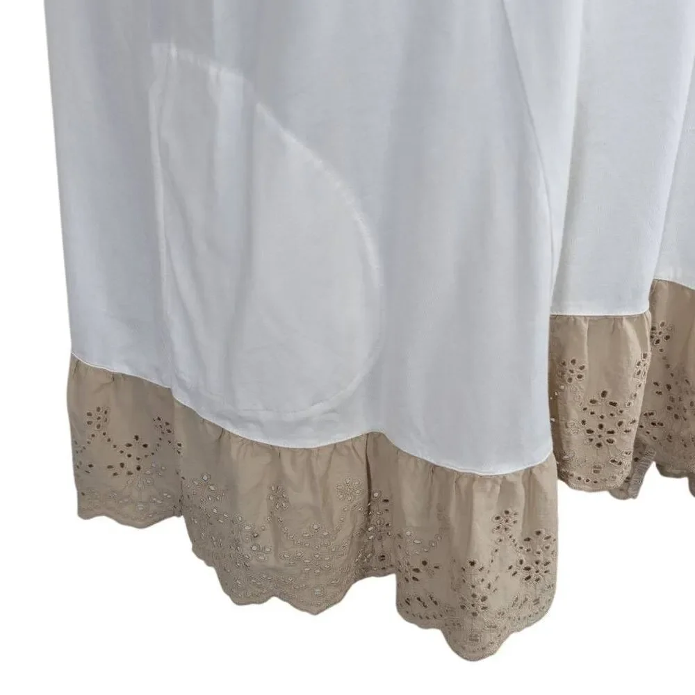 Logo Lori Goldstein 4X White Mini Dress Tunic Top Pockets Cottagecore Lagenlook